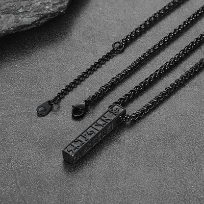Cuban Chain & Viking Runes Bar Layered Necklaces Set for Men