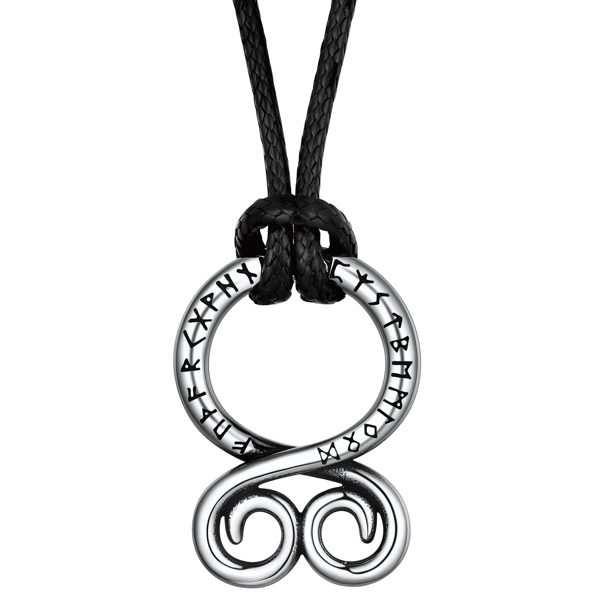 Troll Cross Pendant Leather Necklace with Viking Runes