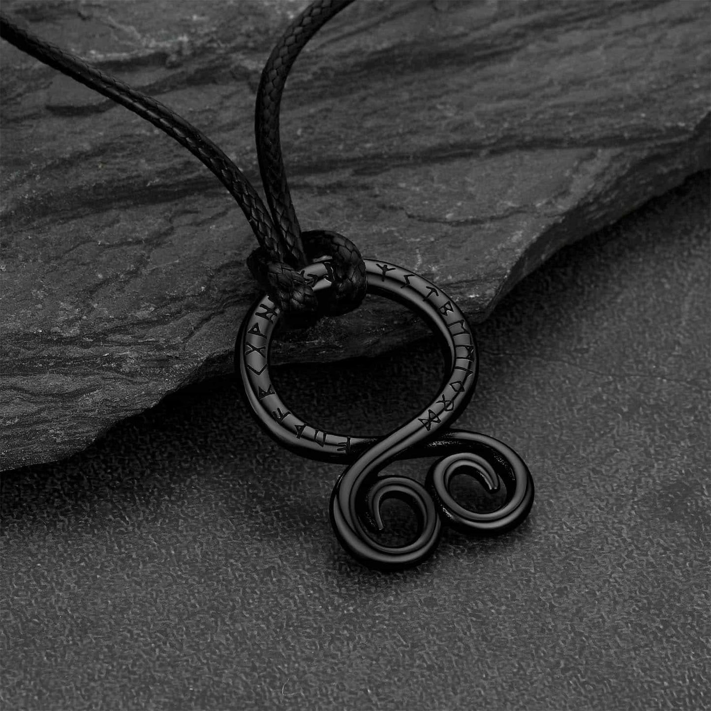Troll Cross Pendant Leather Necklace with Viking Runes