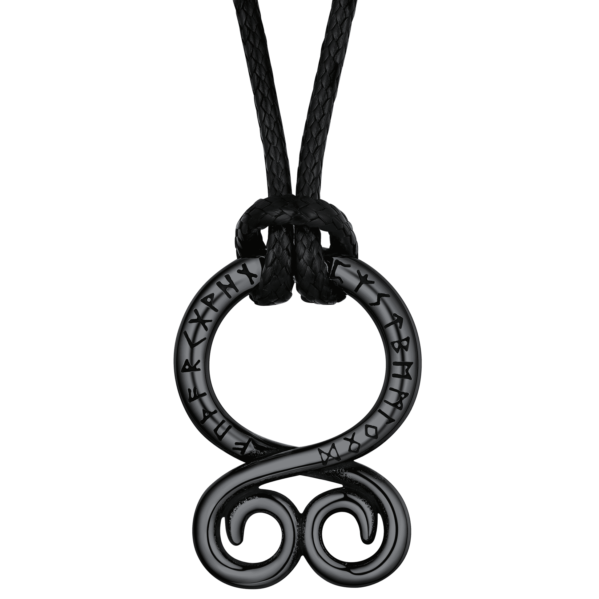 Troll Cross Pendant Leather Necklace with Viking Runes