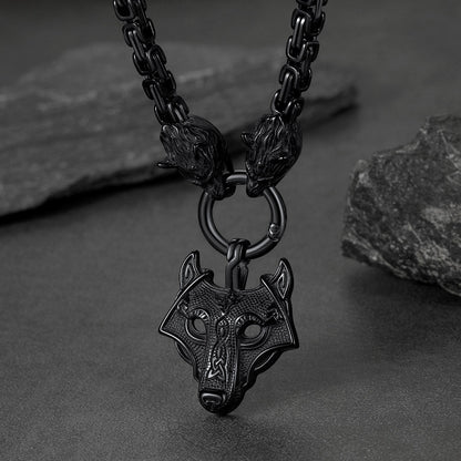 Viking Wolf Head Kings Chain & Fenrir Pendant Necklace