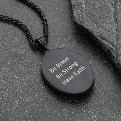 Oval Firefighter Saint Florian Medal Necklace