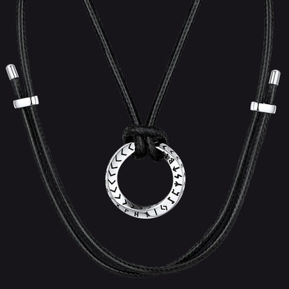 Viking Mobius Circle Leather Necklace Adjustable Leather Chain for Men