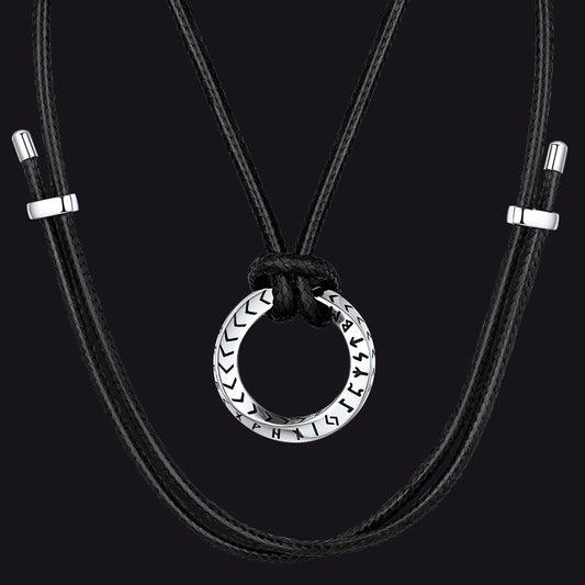 Viking Mobius Circle Leather Necklace Adjustable Leather Chain for Men