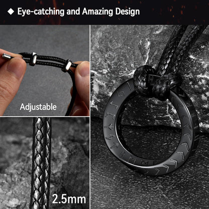 Viking Mobius Circle Leather Necklace Adjustable Leather Chain for Men
