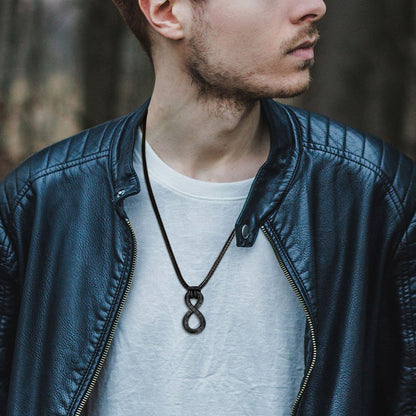 Viking Mobius Infinity Necklace Adjustable Leather Chain for Men