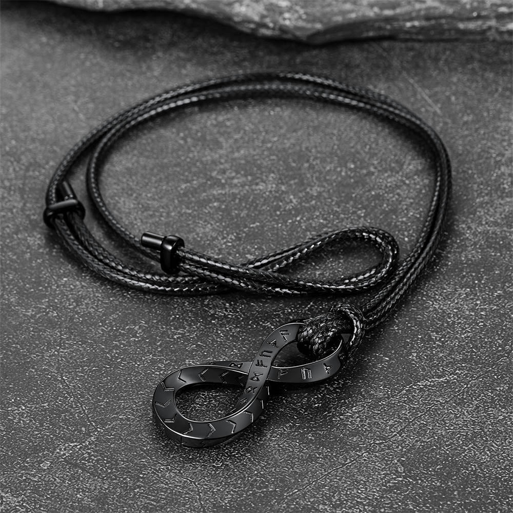 Viking Mobius Infinity Necklace Adjustable Leather Chain for Men