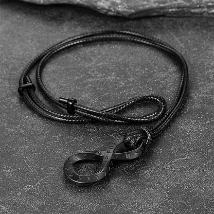 Viking Mobius Infinity Necklace Adjustable Leather Chain for Men