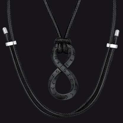 Viking Mobius Infinity Necklace Adjustable Leather Chain for Men