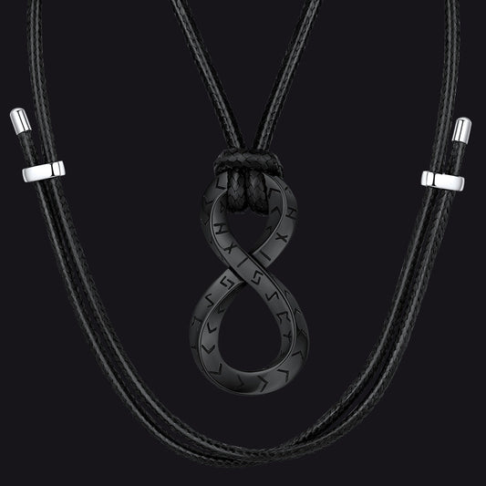 Viking Mobius Infinity Necklace Adjustable Leather Chain for Men