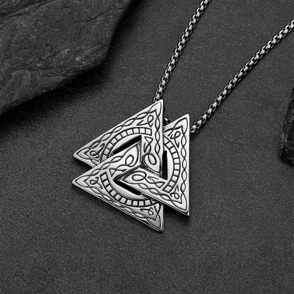 Viking Norse Odin Triangle Valknut Pendant Necklace for Men
