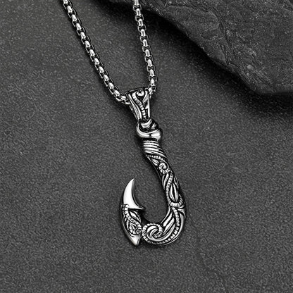 Viking Fish Hook Pendant Amulet Necklace for Men