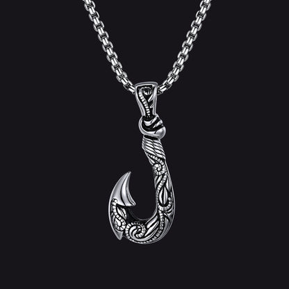 Viking Fish Hook Pendant Amulet Necklace for Men