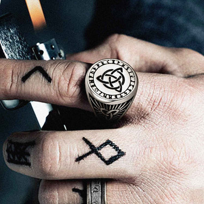 Viking Celtic Knot Signet Ring for Men