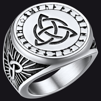 Viking Celtic Knot Signet Ring for Men