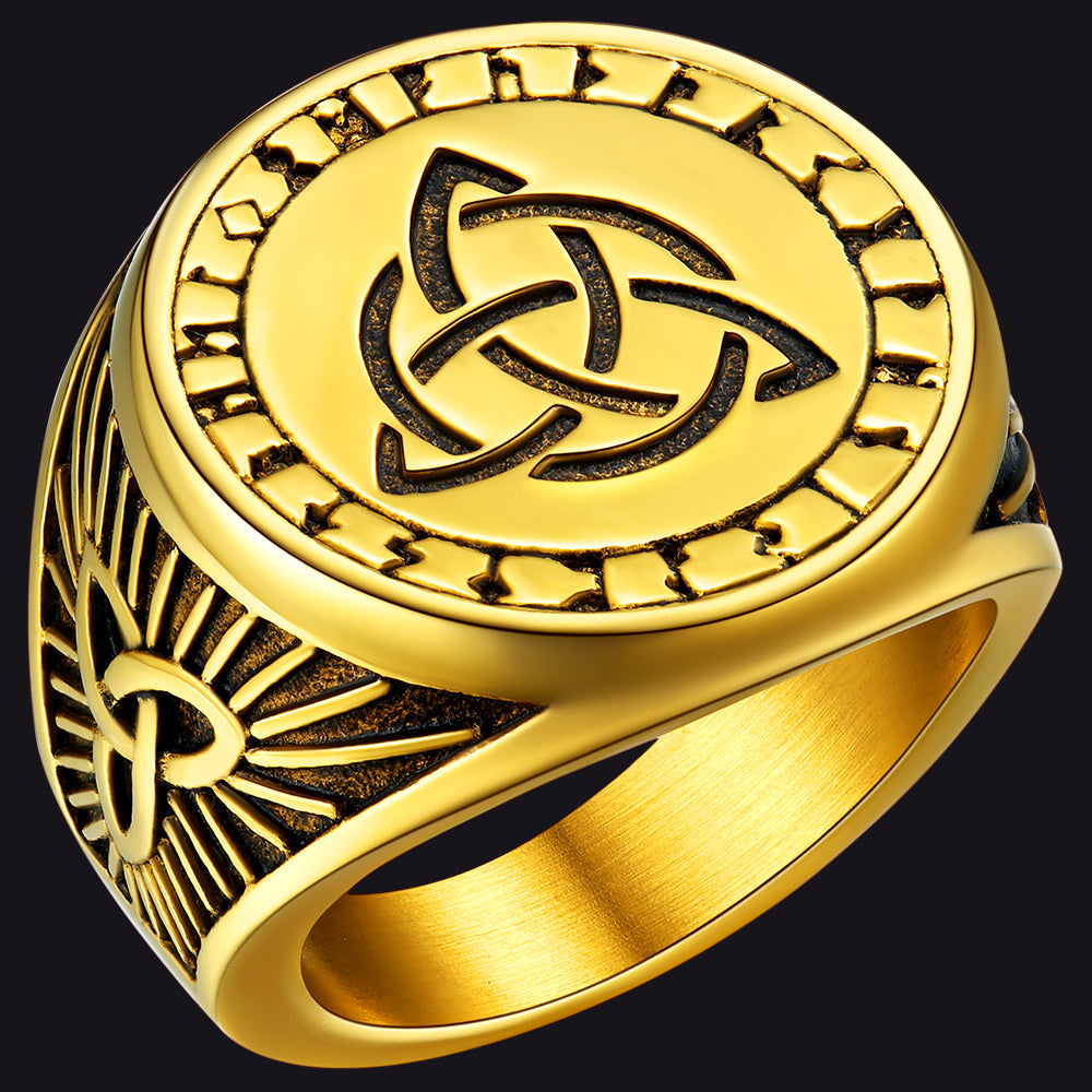 Viking Celtic Knot Signet Ring for Men