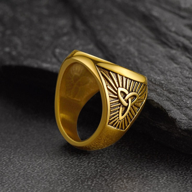 Viking Thor's Hammer Ring with Runes for Men