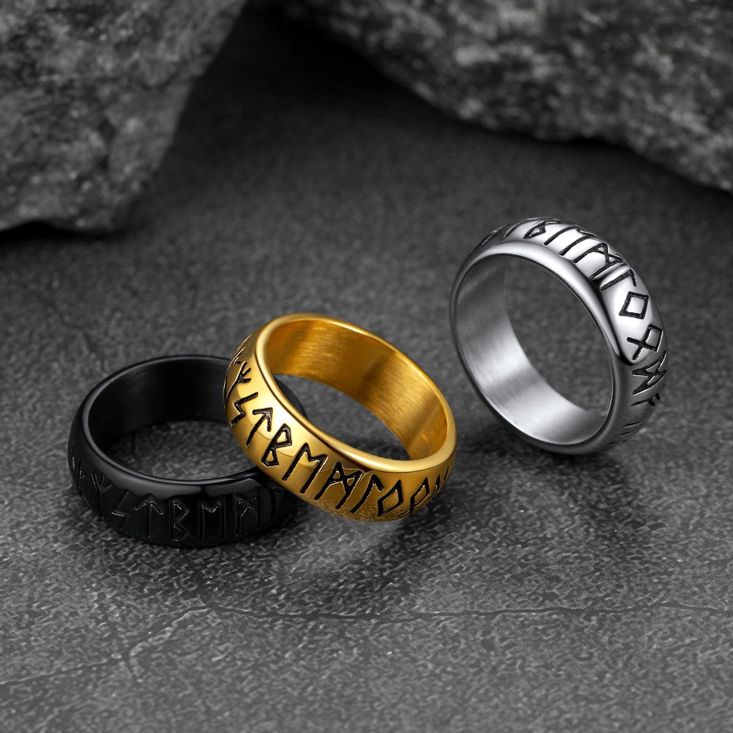 Norse Viking Runes Ring Stainless Steel Ring for Men