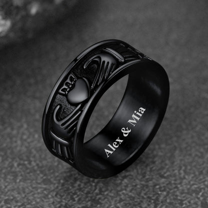 Celtic Claddagh Love Wedding Band Ring for Men Women