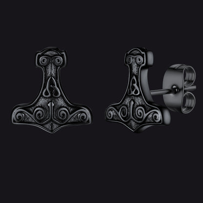 Viking Thor's Hammer Stud Earrings Amulet Jewelry for Men
