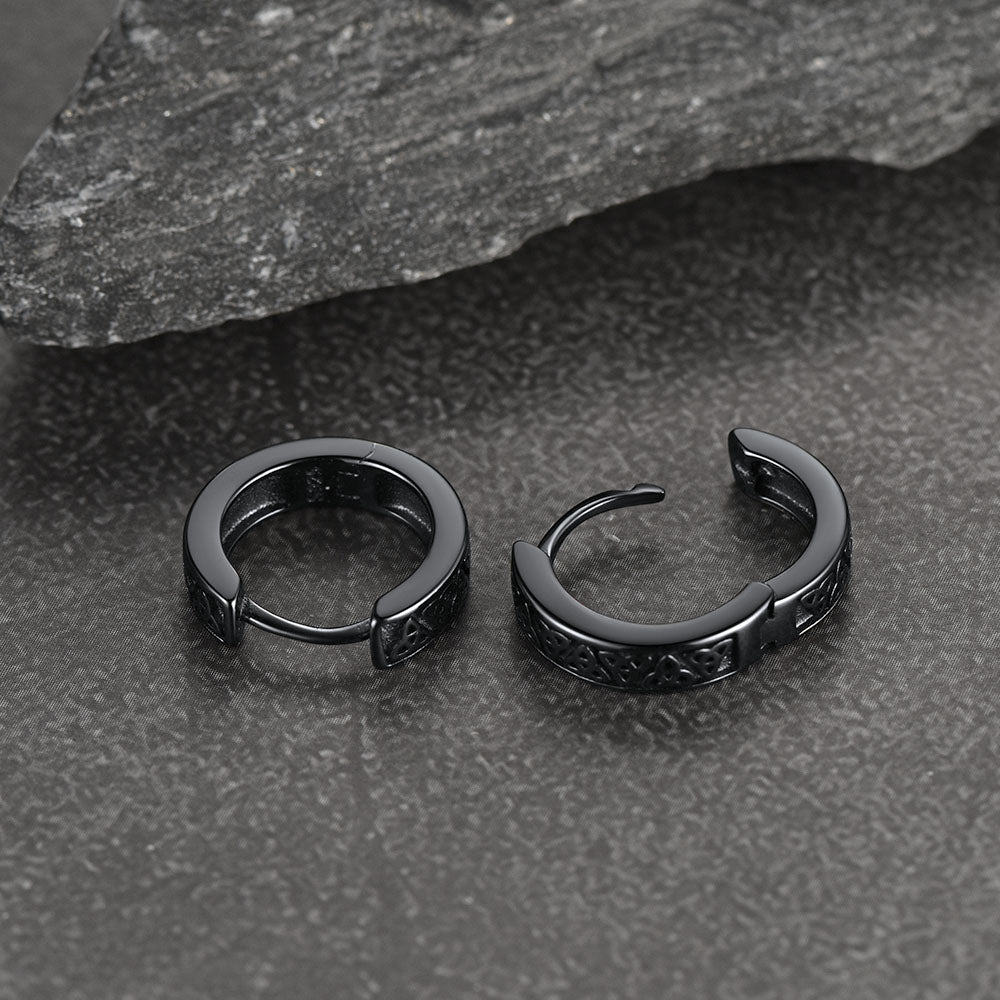Sterling Silver Celtic Knot Huggie Hoop Earrings for Men