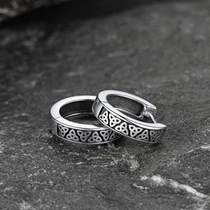 Sterling Silver Celtic Knot Huggie Hoop Earrings for Men