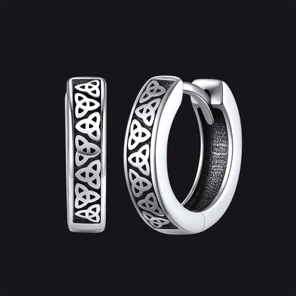 Sterling Silver Celtic Knot Huggie Hoop Earrings for Men