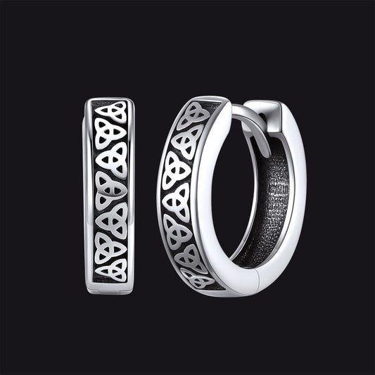Sterling Silver Celtic Knot Huggie Hoop Earrings for Men