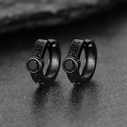Black Onyx Celtic Knot Huggie Hoop Earrings for Men