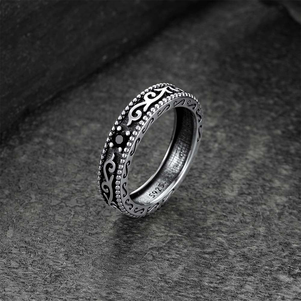 Sterling Silver Black Onyx Celtic Ring for Men
