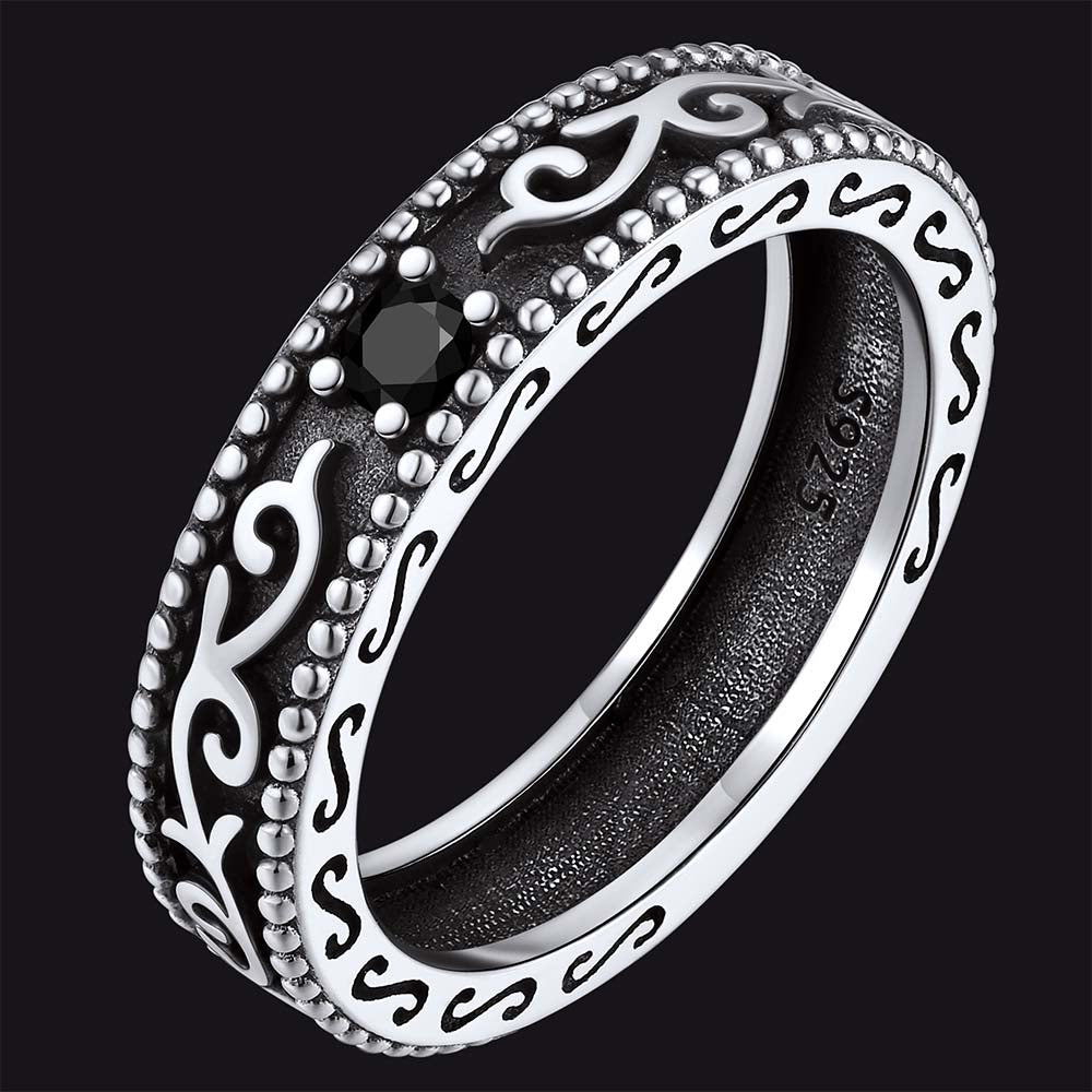 Sterling Silver Black Onyx Celtic Ring for Men