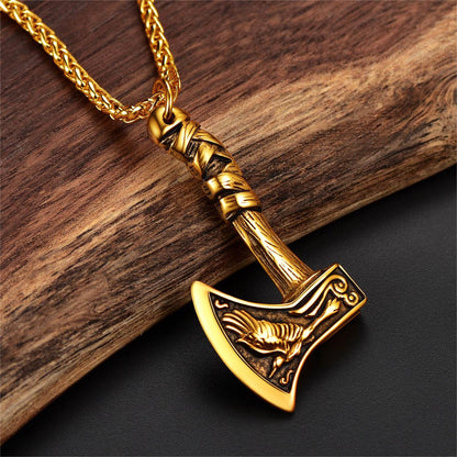 Norse Viking Battle Axe Necklace Amulet Jewelry for Men