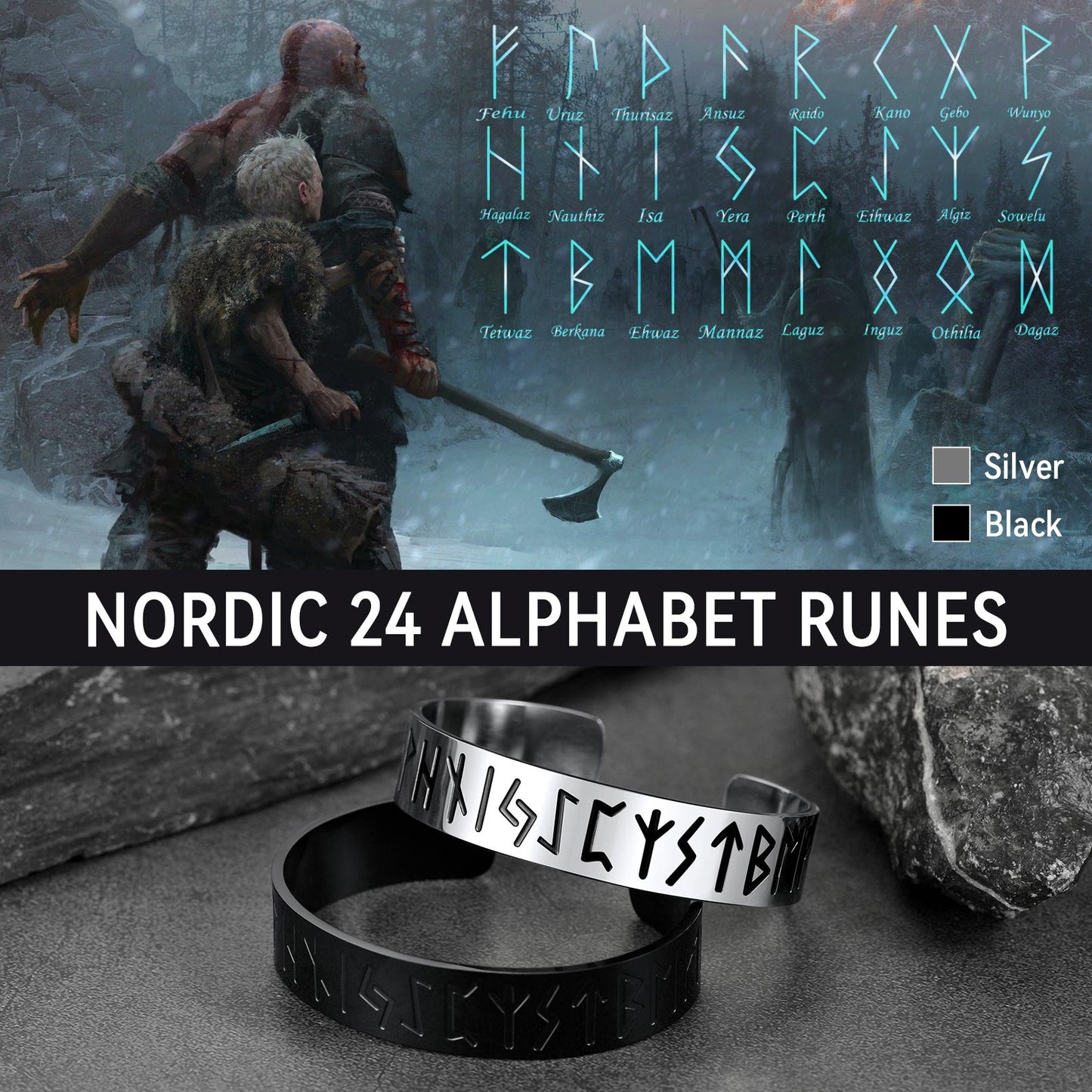 Viking Cuff Bangle Bracelet For Men