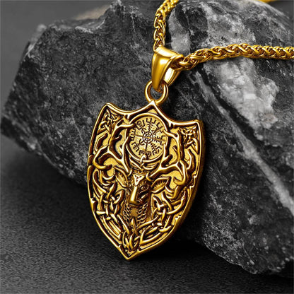 Norse Viking Compass Deer Necklace For Men