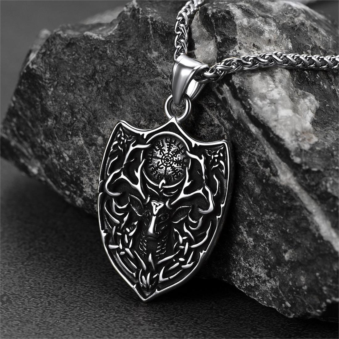 Norse Viking Compass Deer Necklace For Men