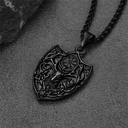 Norse Viking Compass Deer Necklace For Men