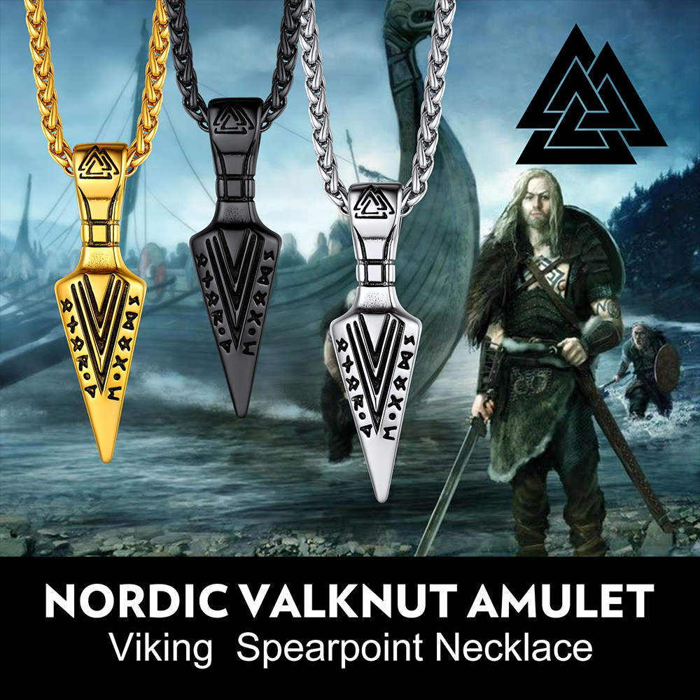 Viking Odin Gungnir Sword Necklace with Runes For Men