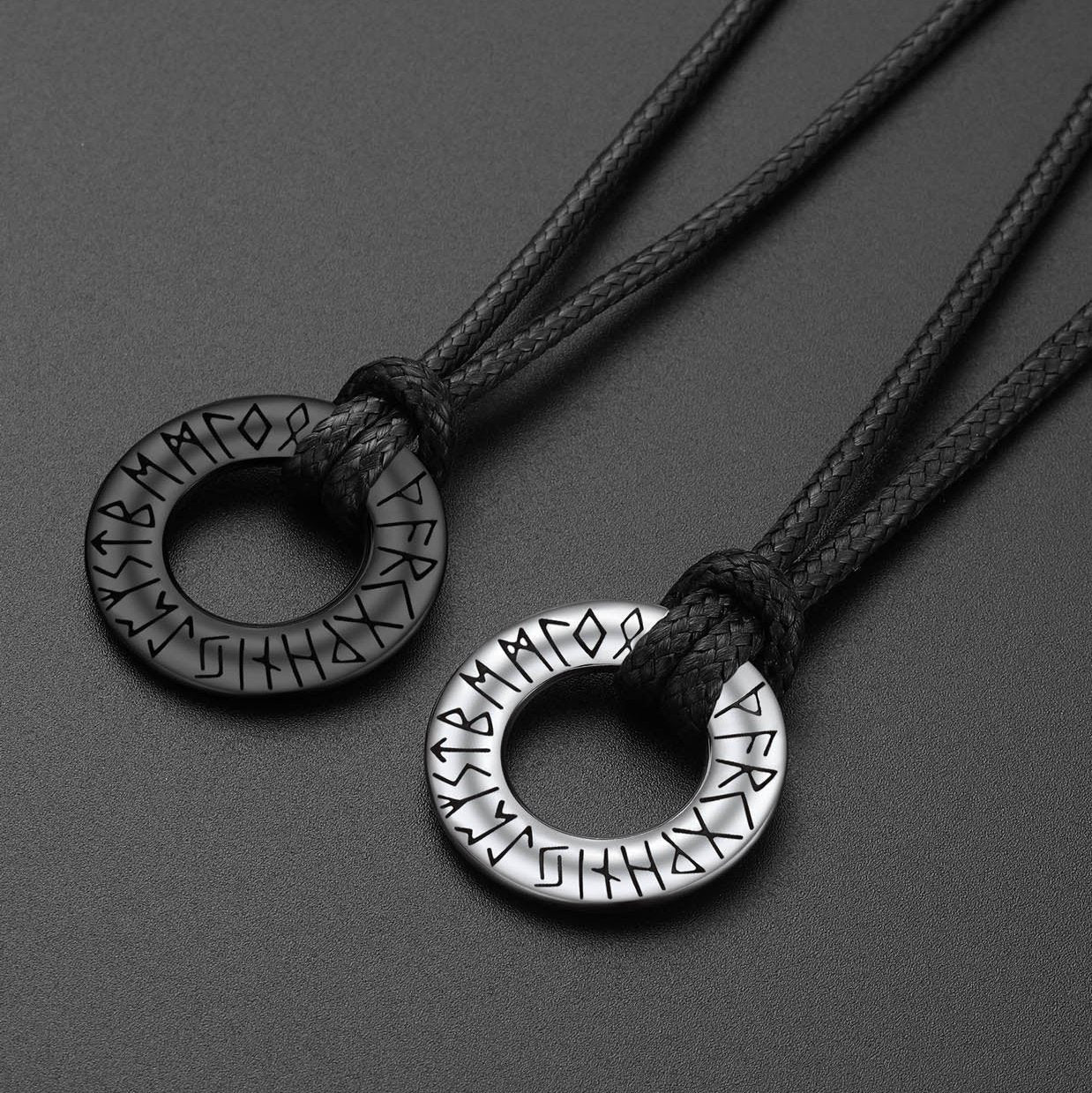 Norse Viking Rune Circle Chain Necklace for Men Women