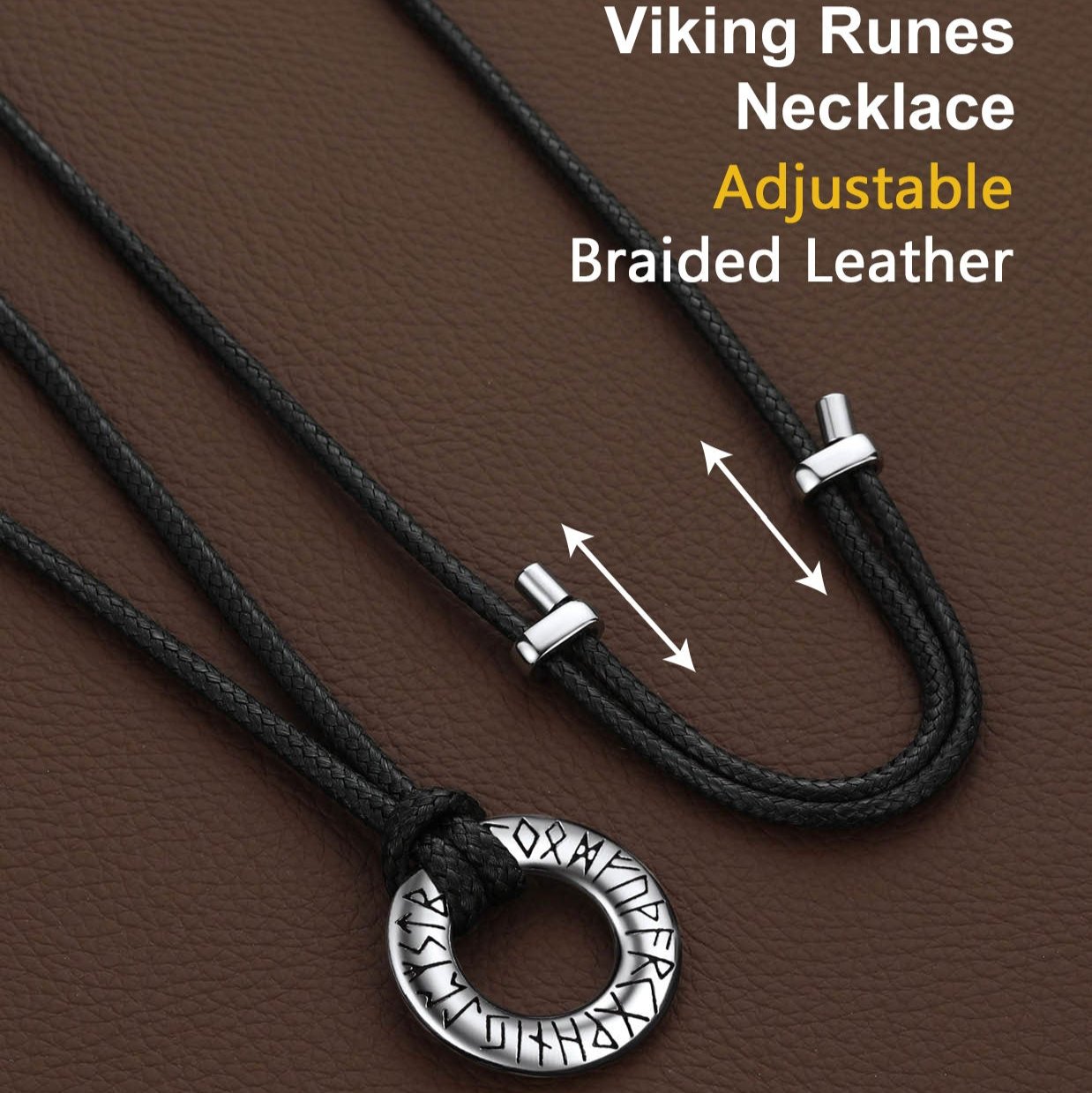 Norse Viking Rune Circle Chain Necklace for Men Women
