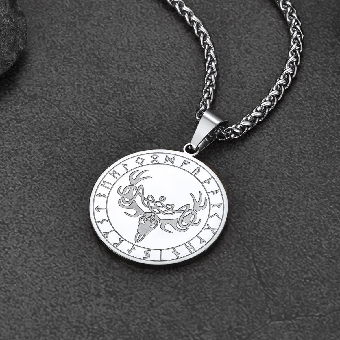 Stainless Steel Norse Viking Deer Necklace For Men