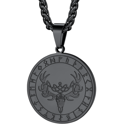 Stainless Steel Norse Viking Deer Necklace For Men