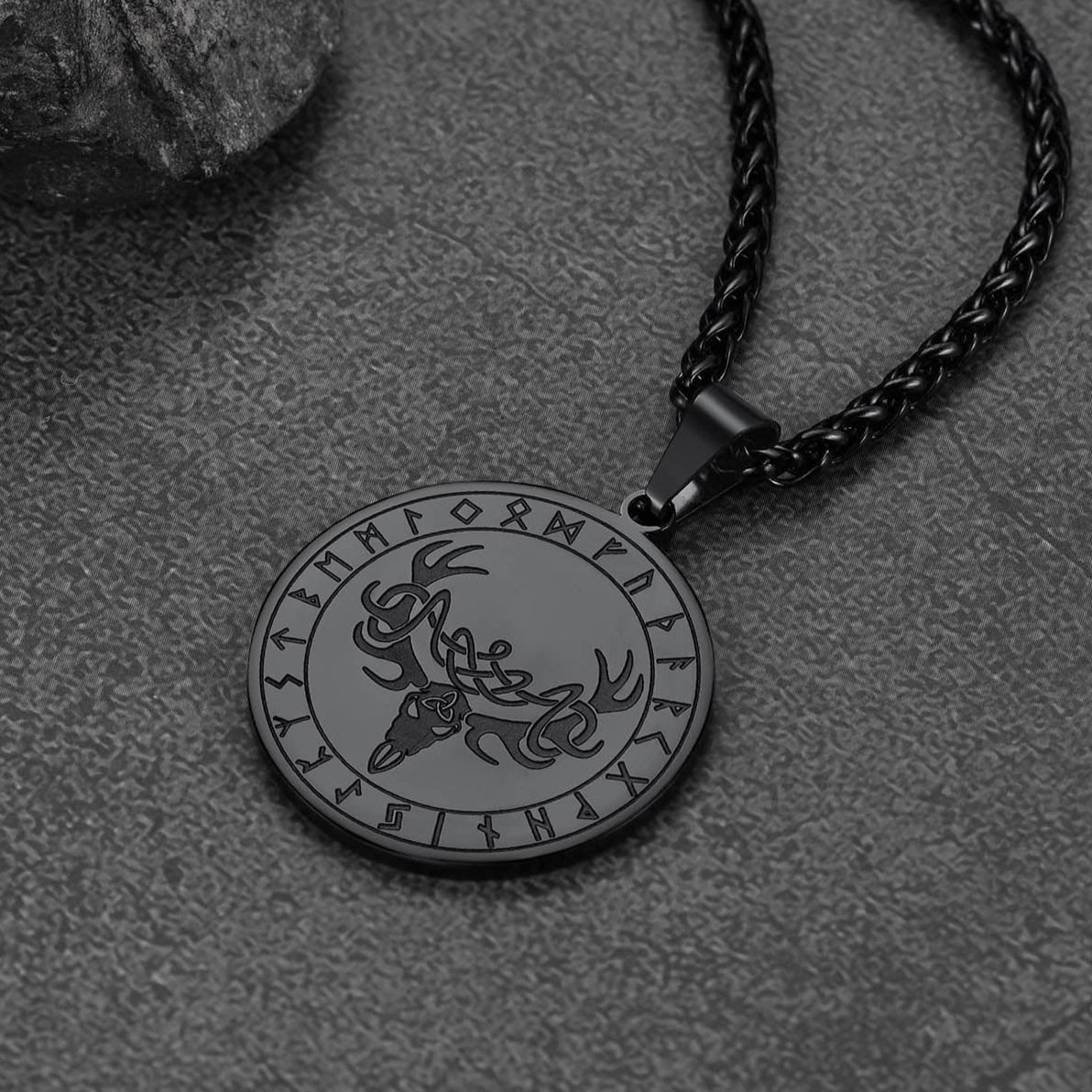 Stainless Steel Norse Viking Deer Necklace For Men