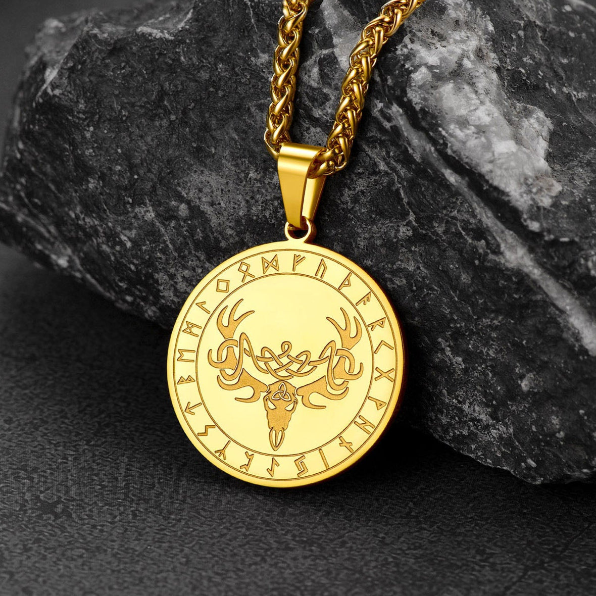 Stainless Steel Norse Viking Deer Necklace For Men