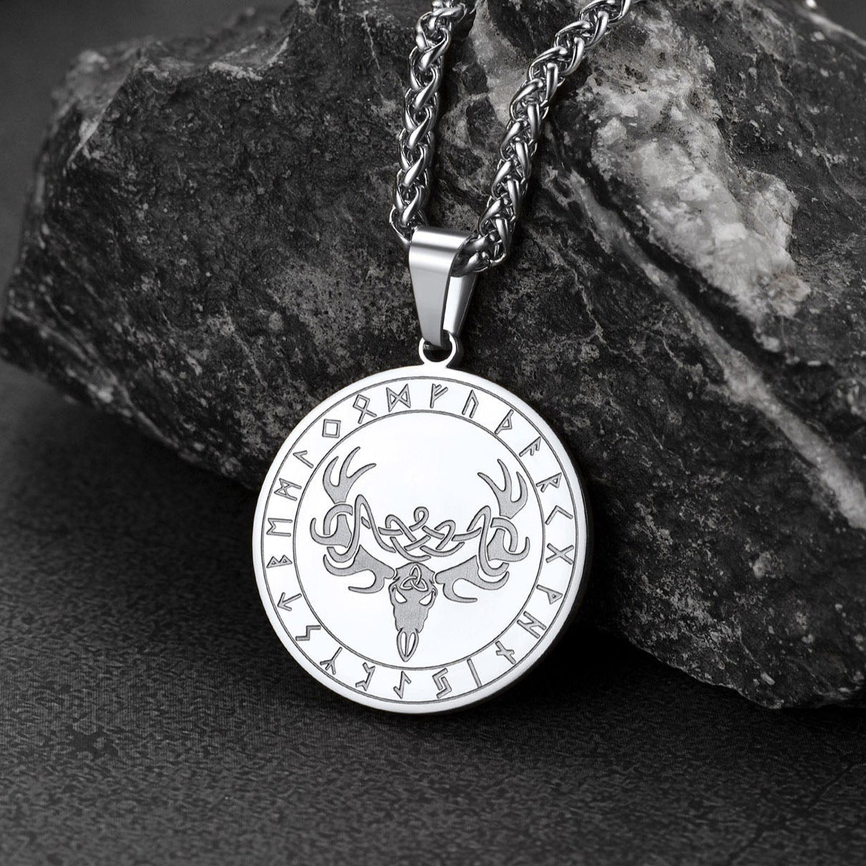 Stainless Steel Norse Viking Deer Necklace For Men