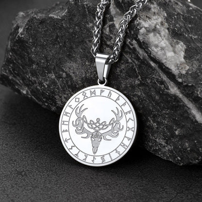 Stainless Steel Norse Viking Deer Necklace For Men
