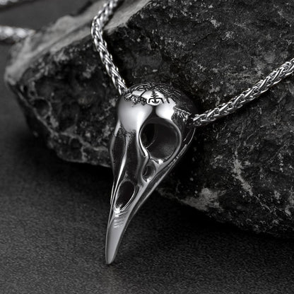 Raven Skull Necklace With Viking Compass for Men