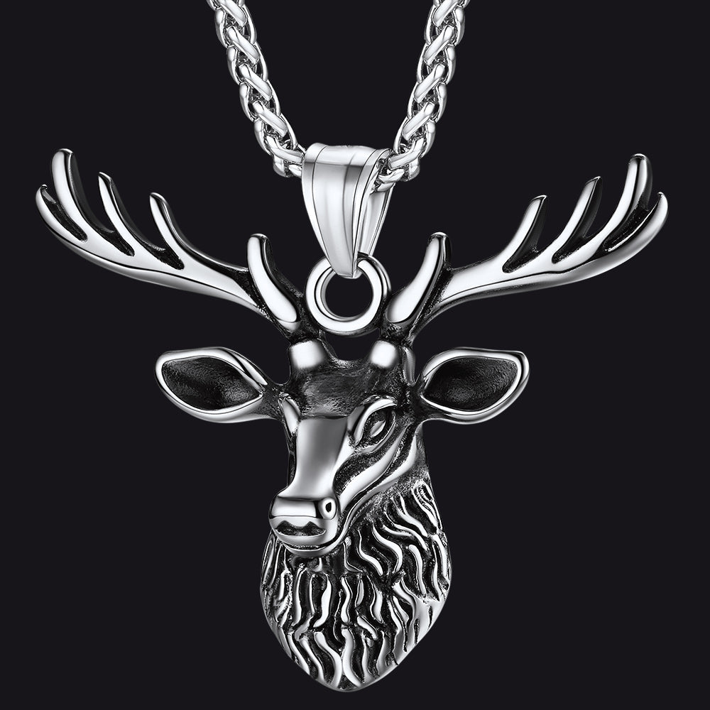 Vintage Viking Deer Necklace Pendant for Men Women