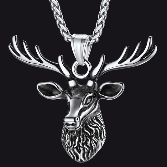Vintage Viking Deer Necklace Pendant for Men Women