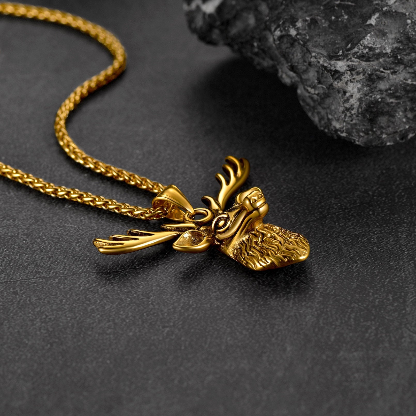 Vintage Viking Deer Necklace Pendant for Men Women