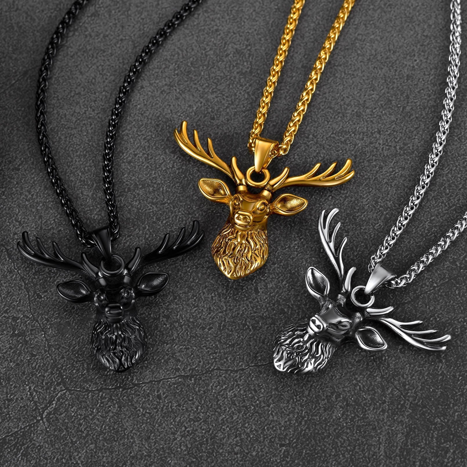 Vintage Viking Deer Necklace Pendant for Men Women